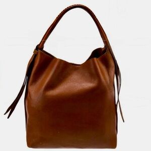 ANN MASHBURN Rich Brown Leather Hobo Handbag